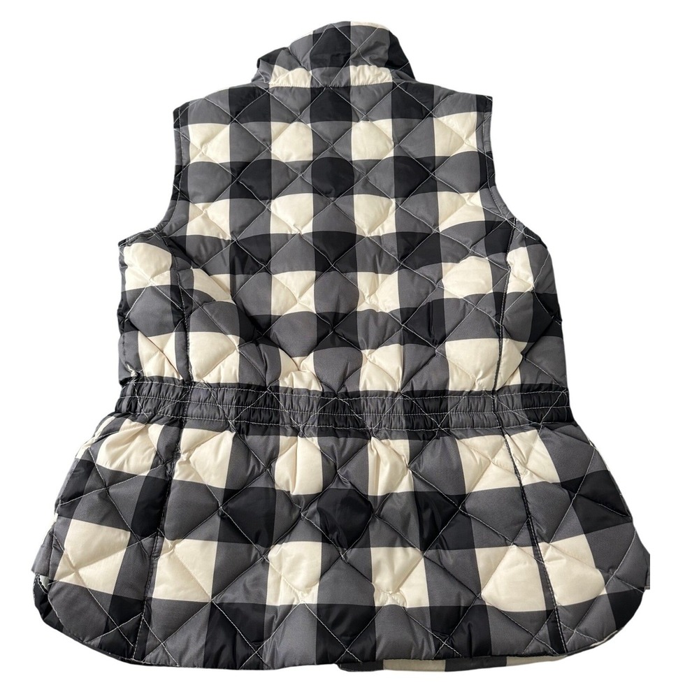 Talbots Petites Buffalo Plaid Quilted Puffer Vest Black White Grey Womens P - Picture 2 of 12